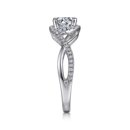 14K White Gold Round Halo Diamond Engagement Ring angle 5