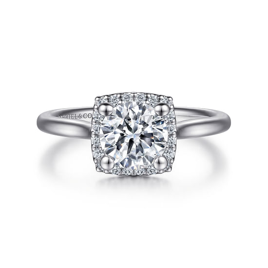 Gabriel - 14K White Gold Round Halo Diamond Engagement Ring