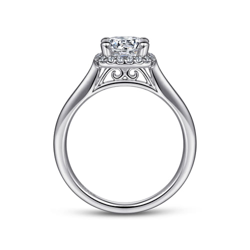 14K White Gold Round Halo Diamond Engagement Ring