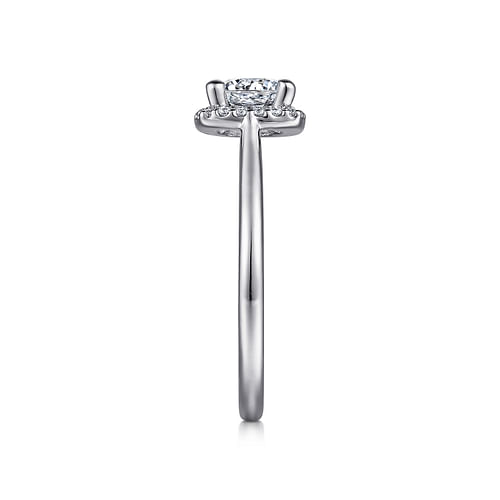 14K White Gold Round Halo Diamond Engagement Ring