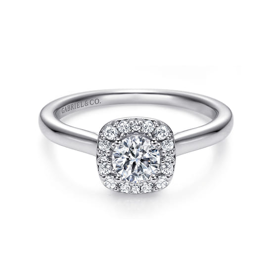 Gabriel - 14K White Gold Round Halo Diamond Engagement Ring
