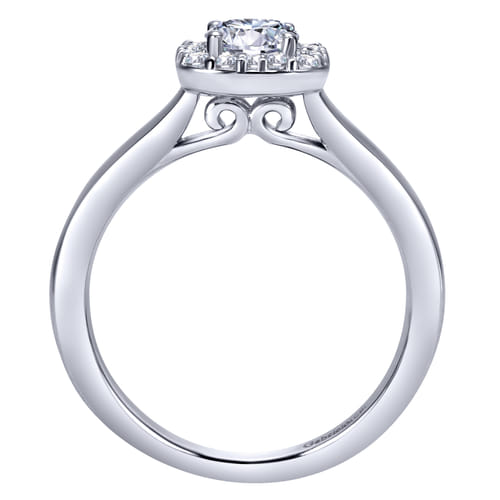 14K White Gold Round Halo Diamond Engagement Ring