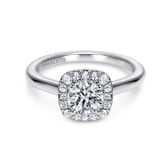 Gabriel - 14K White Gold Round Halo Diamond Engagement Ring