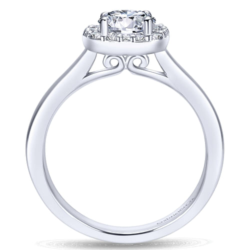 14K White Gold Round Halo Diamond Engagement Ring