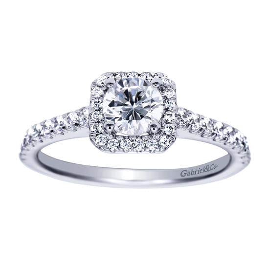 Gabriel - 14K White Gold Round Halo Diamond Engagement Ring