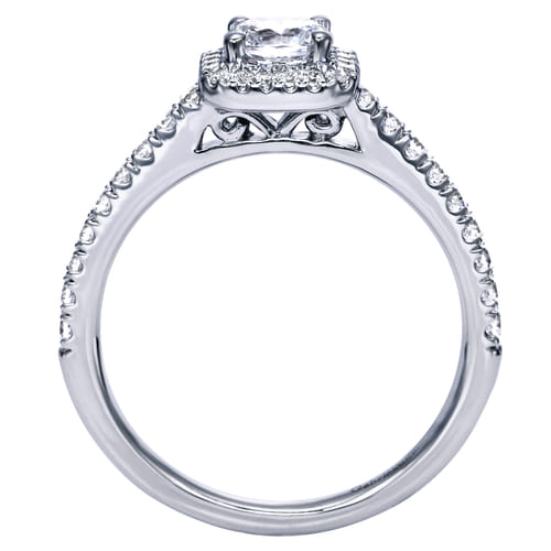 14K White Gold Round Halo Diamond Engagement Ring