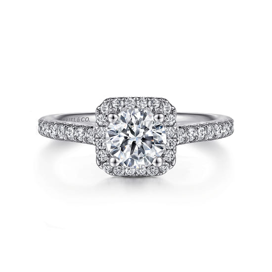 Gabriel - 14K White Gold Round Halo Diamond Engagement Ring