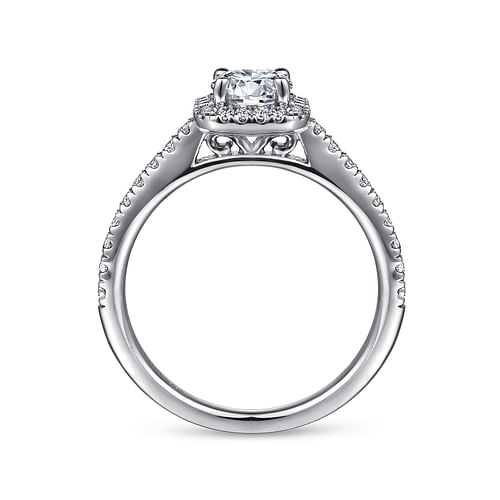 14K White Gold Round Halo Diamond Engagement Ring