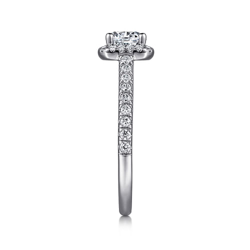 14K White Gold Round Halo Diamond Engagement Ring