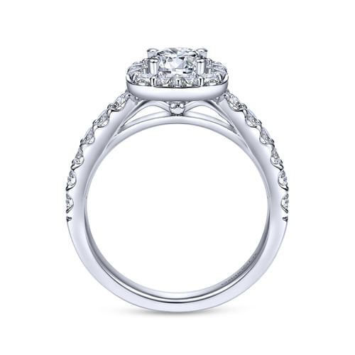 14K White Gold Round Halo Diamond Engagement Ring