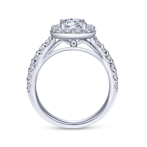 14K White Gold Round Halo Diamond Engagement Ring