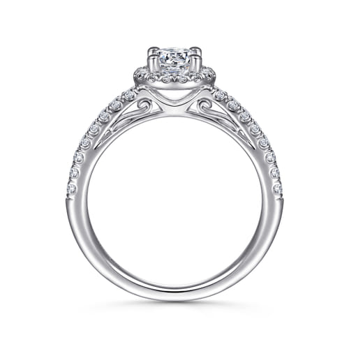 14K White Gold Round Halo Diamond Engagement Ring