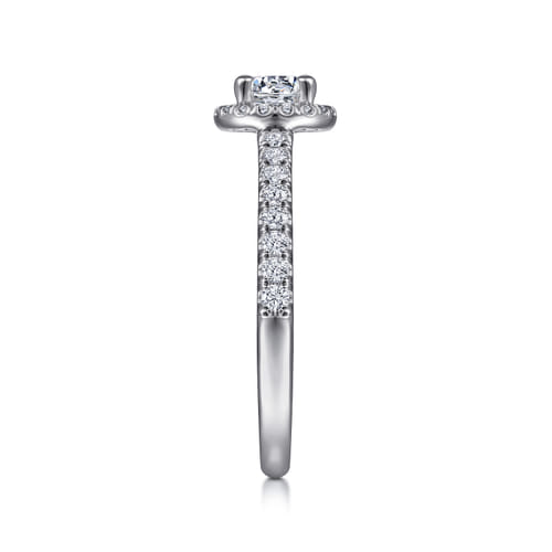 14K White Gold Round Halo Diamond Engagement Ring