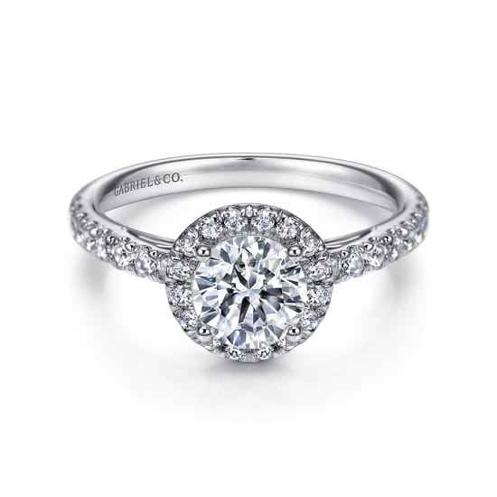 Gabriel - 14K White Gold Round Halo Diamond Engagement Ring