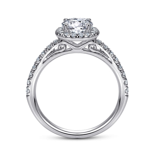 14K White Gold Round Halo Diamond Engagement Ring