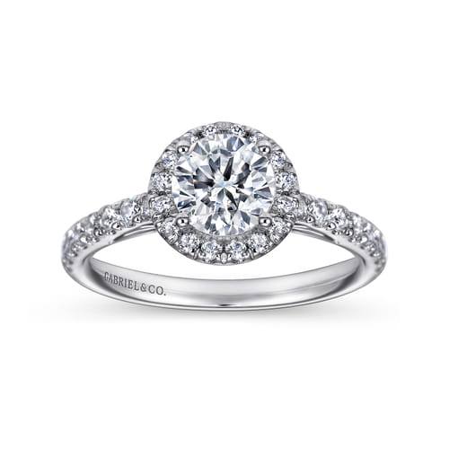 14K White Gold Round Halo Diamond Engagement Ring
