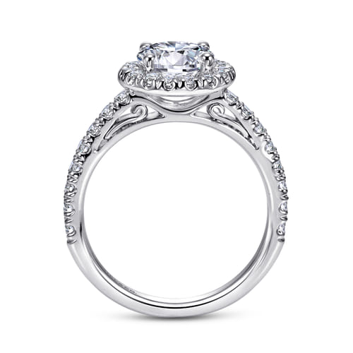 14K White Gold Round Halo Diamond Engagement Ring
