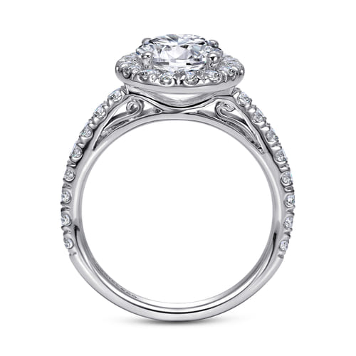 14K White Gold Round Halo Diamond Engagement Ring