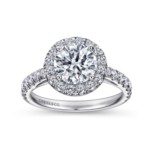 14K White Gold Round Halo Diamond Engagement Ring
