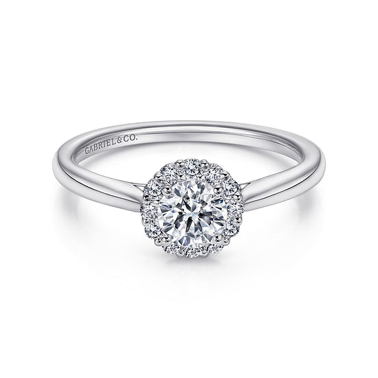 Gabriel - 14K White Gold Round Halo Diamond Engagement Ring