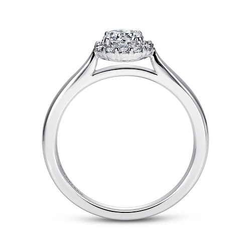 14K White Gold Round Halo Diamond Engagement Ring