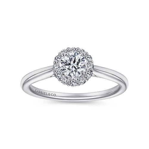 14K White Gold Round Halo Diamond Engagement Ring