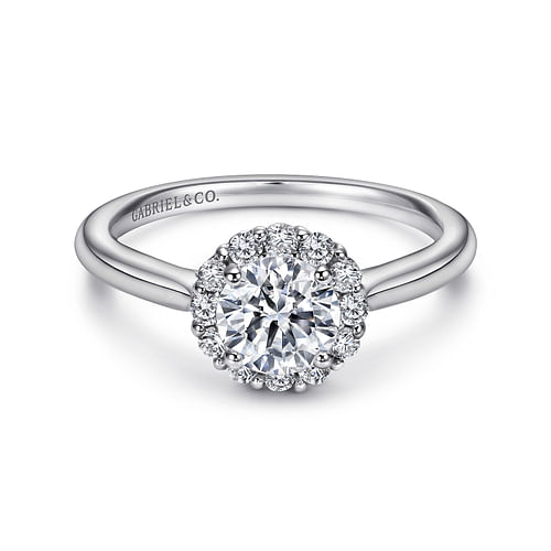 14K White Gold Round Halo Diamond Engagement Ring