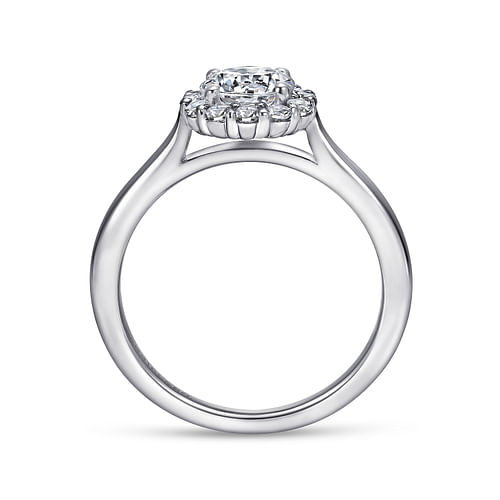 14K White Gold Round Halo Diamond Engagement Ring