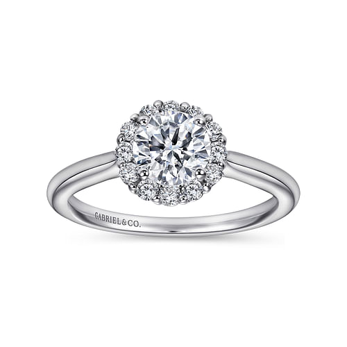 14K White Gold Round Halo Diamond Engagement Ring