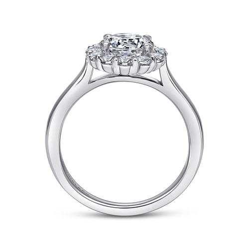 14K White Gold Round Halo Diamond Engagement Ring