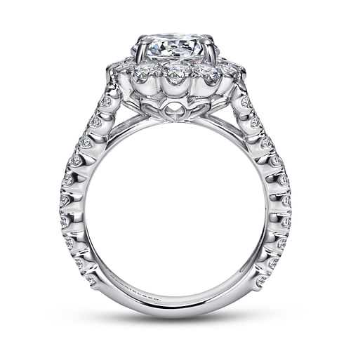 14K White Gold Round Halo Diamond Engagement Ring