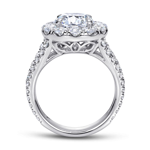 14K White Gold Round Halo Diamond Engagement Ring