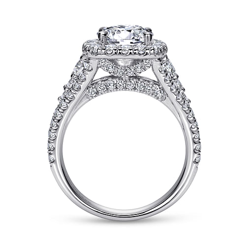 14K White Gold Round Halo Diamond Engagement Ring