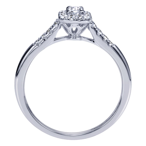 14K White Gold Round Halo Diamond Engagement Ring