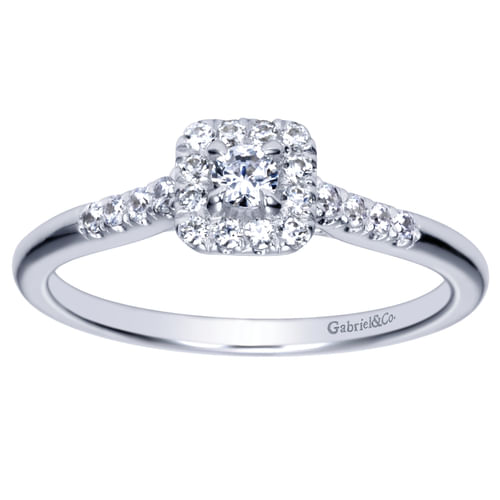 14K White Gold Round Halo Diamond Engagement Ring