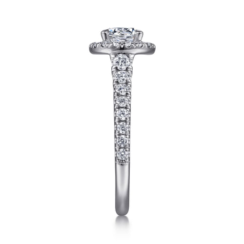 14K White Gold Round Halo Diamond Engagement Ring