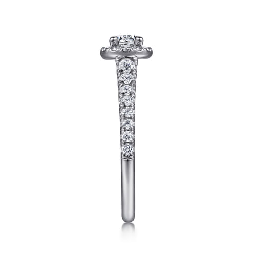 14K White Gold Round Halo Diamond Engagement Ring