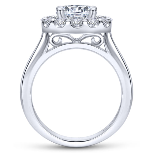 14K White Gold Round Halo Diamond Engagement Ring