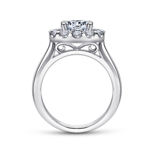 14K White Gold Round Halo Diamond Engagement Ring