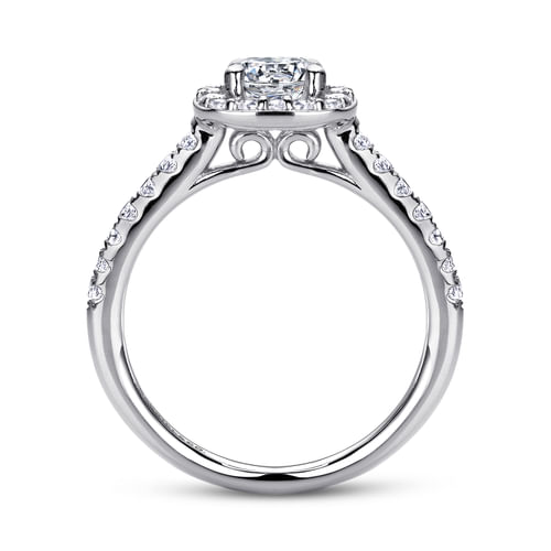 14K White Gold Round Halo Diamond Engagement Ring