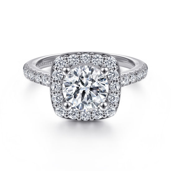 Gabriel - 14K White Gold Round Halo Diamond Engagement Ring