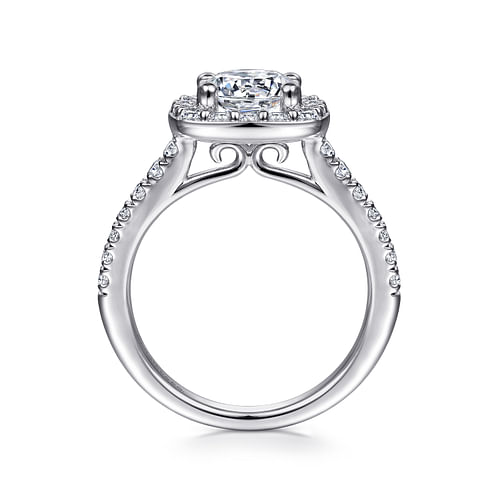 14K White Gold Round Halo Diamond Engagement Ring