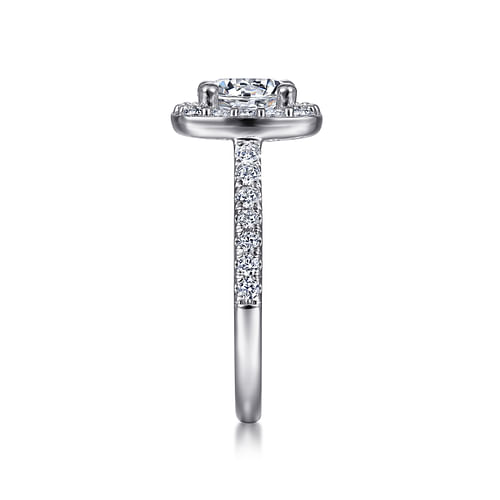 14K White Gold Round Halo Diamond Engagement Ring