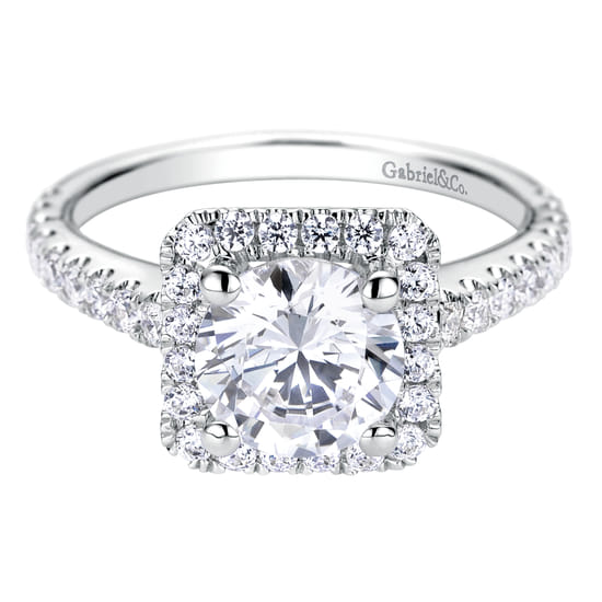Gabriel - 14K White Gold Round Halo Diamond Engagement Ring Gabriel - 14K White Gold Round Halo Diamond Engagement Ring