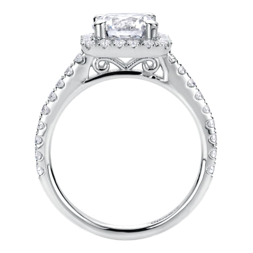 14K White Gold Round Halo Diamond Engagement Ring