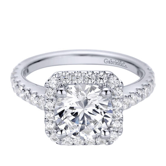 Gabriel - 14K White Gold Round Halo Diamond Engagement Ring Gabriel - 14K White Gold Round Halo Diamond Engagement Ring