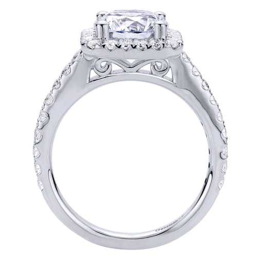 14K White Gold Round Halo Diamond Engagement Ring