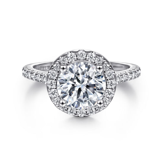 Gabriel - 14K White Gold Round Halo Diamond Engagement Ring
