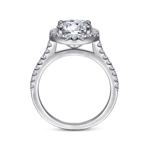 14K White Gold Round Halo Diamond Engagement Ring