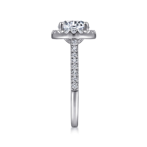 14K White Gold Round Halo Diamond Engagement Ring
